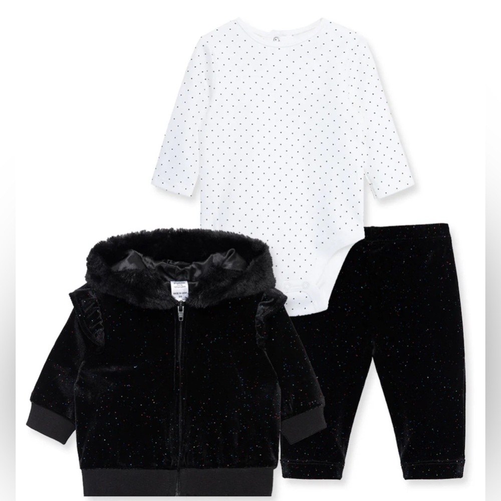 ✨LITTLE ME Sparkle 3pc Black Jacket Set Size 9 month